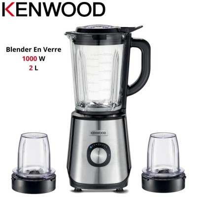 Blender Mixeur Kenwood En Verre 1000W 2L 2 Vitesses Avec 02 Moulins - Fonction Ice Crush - Kenwood