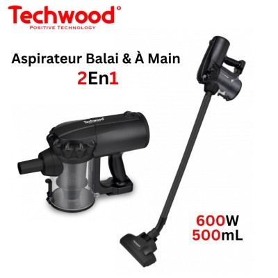 Aspirateur 2En1 Balai et À Main Multi-Cyclonique TECHWOOD - 500mL 600W Avec 3 Accessoires