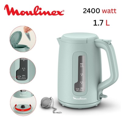 Bouilloire Électrique Moulinex Morning Plus Sans Fil 1.7L 2400W En Inox Avec Filtre Anticalcaire 