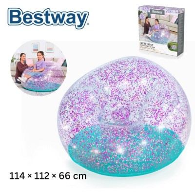 Fauteuil Pouf et Chaise Gonflable Pailleté Glitter Dream Ergonomique pour Enfants et Adultes Bestway