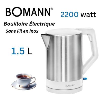 Bouilloire Électrique Bomann Sans Fil En Inox 1.5L 2200W - Bomann غلاية كهربائية
