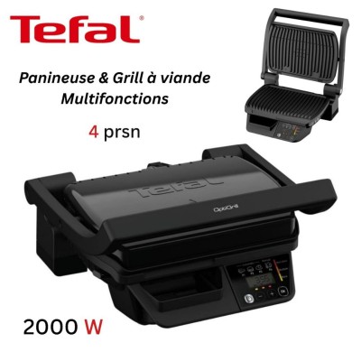 Panineuse et Grill TEFAL Électrique 2000W avec 6 Programmes - OptiGrill Intelligent Grill