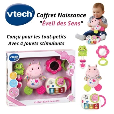 Coffret Naissance Éveil Des Sens Avec Piano interactif, Hippo Et Hochet Jeu Pour Enfants - VTech