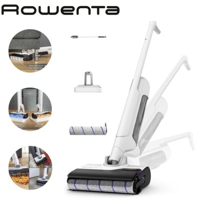 Aspirateur Balai Laveur Rowenta Sans Fil - Sec Humide Auto-Nettoyage et séchage X-Clean10 - GZ7035WO