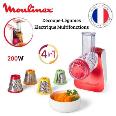 Hachoir Découpe Légumes Électrique Moulinex 4En1 200W avec 4 Cônes - Fresh Express Nectar - رحاية