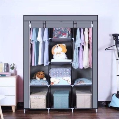 Armoire de Rangement en Tissu de Vetements Demontable Gris خزانة ترتيب الملابس