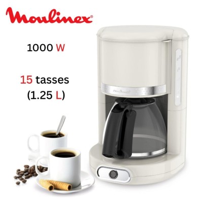 Cafetière Électrique Moulinex Soleil 1000W 15 Tasses 1.25L Avec Fonction Maintien Au Chaud