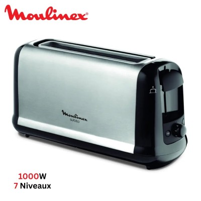 Grille Pain Moulinex Subito Longue fente  - 1000W 7 niveaux - Fonction Décongélation et Réchauffage 