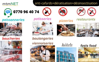 القضاء على القرللو و الحشرات و الفئران في المقاهي،المطاعم، بيتزا و فاستفود،مخابز،حلويات و الجزارين..