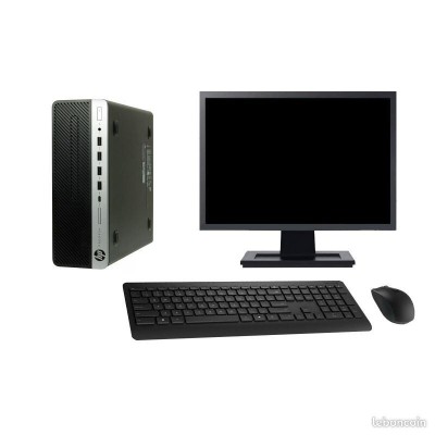 PC DE BUREAU HP PRODESK 600G3SFF CPU I3-7EME GEN RAM08GB SSD256GB G-DVD WIN 10 PRO ECRAN 22"