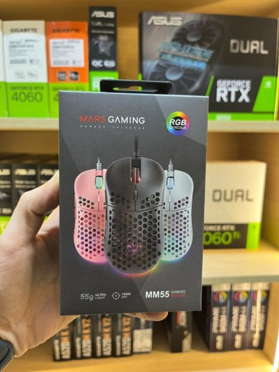 SOURIS MARS GAMING MM55 BLACK / WHITE WIRED ( 12400 DPI )