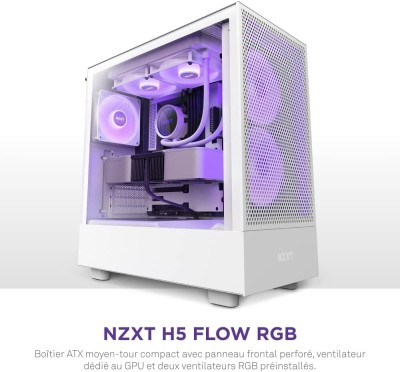 BOITIER NZXT H5 Flow RGB White 