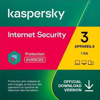 Kaspersky Internet Security | Code d'activation | 3 Appareils | 1 An | Windows/Mac/Android 