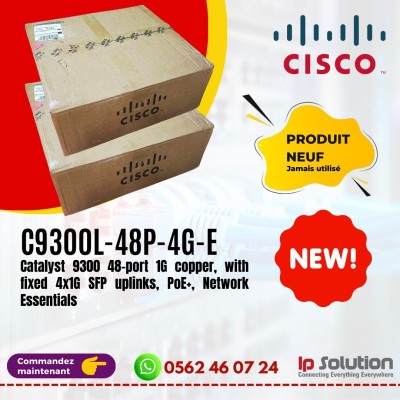 CISCO Switch C9300L-48P-4G-E 48-port 1G copper,with fixed 4x1G SFP uplinks, PoE+, Network Essentials