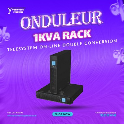 Onduleur Telesystème TS901PSR 1KVA / 900W On-Line Double Conversion, Format Rack 1U