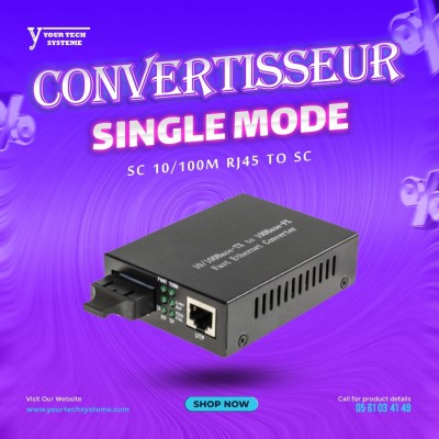 Convertisseur Fibre Optique SM SC 10/100 Mbps
