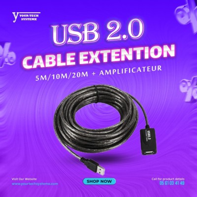 CABLE EXTENTION USB 2.0 5M/10M/20M +AMPLIFICATEUR