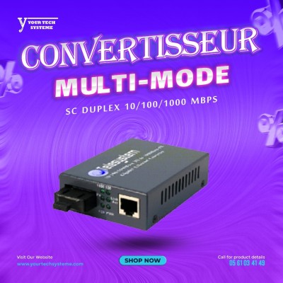 Convertisseur Fibre Optique MM SC Duplex 10/100/1000 Mbps