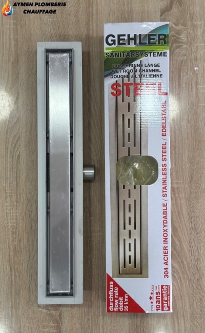 CANIVEAU DE DOUCHE INOX 600X70 GEHLER STONE RÉVERSIBLE