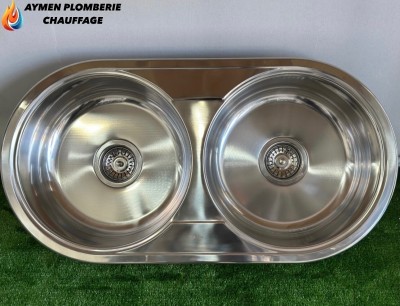 EVIER CUISINE 2 BAC ROND 84/44/160MM CTESI