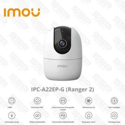 Camera Wifi IMOU, Ranger 2, Mini PT, 2MP, Objectif 3.6mm, IR 10m,IPC-A22EP-G