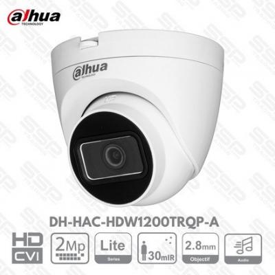 Camera dahua HDCVI Dôme, 2MP, Objectif 2.8mm, IR:25m, Audio,DH-HAC-HDW1200TRQP-A