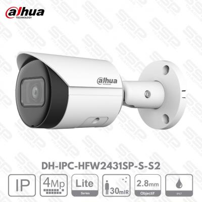 Camera IP Bullet, 4MP, Objectif 2.8mm, IR:30m, Série LITE, DH-IPC-HFW2431SP-S-S2