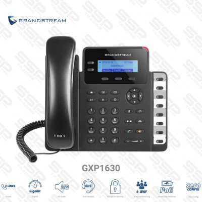 IP PHONE-GXP1630 Grandstream - Ecran LCD , SIP ,HD Voice, 2xRJ45, PoE, 8 Touches programmable