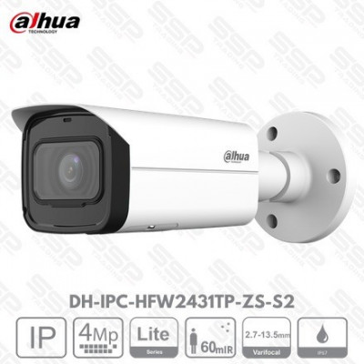 Camera IP Bullet, 4MP, Objectif 2.7-13.5mm, IR:60m, Série LITE,DH-IPC-HFW2431TP-ZS-S2
