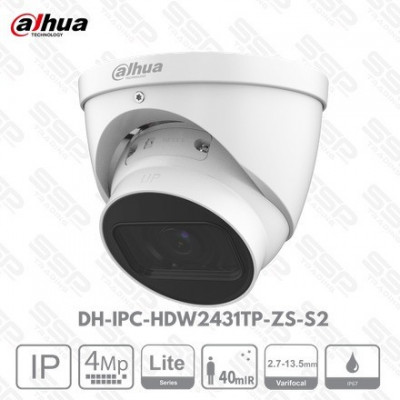 Camera IP Dôme, 4MP, Objectif 2,7mm-13,5mm, IR:40m, série LITE,DH-IPC-HDW2431TP-ZS-S2