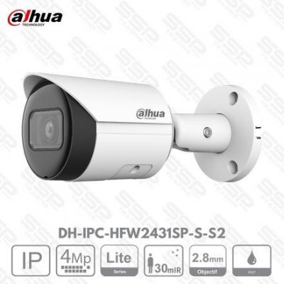 Camera IP Bullet, 4MP, Objectif 2.8mm, IR:30m, Série LITE,DH-IPC-HFW2431SP-S-S2