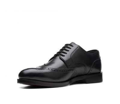 CLARKS Craftdean Wing Black Leather