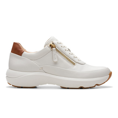 CLARKS Tivoli Zip Off White Lea