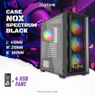 Boitier Nox Spectrum avec 4Pcs Fans M11-12cm ARGB + Controller 10 sorties Black