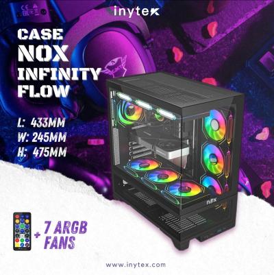Boitier Nox Infinity Flowavec 7Pcs Fan M31-12cm ARGB + Controlleur 10