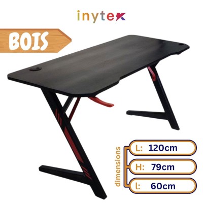 Bureau Gaming KIRO Noir 120cm SIMPLE en Bois