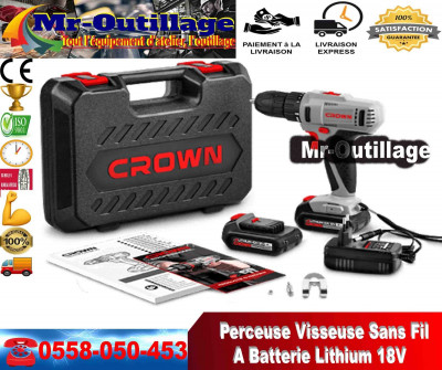 outillage-professionnel-perceuse-visseuse-sans-fil-18v-crown-el-harrach-alger-algerie