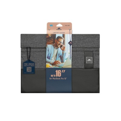 HOUSSE ECO POUR MACBOOK PRO 16" ET ULTRABOOK 15.6" RIVACASE 8805 BLACK MELANGE