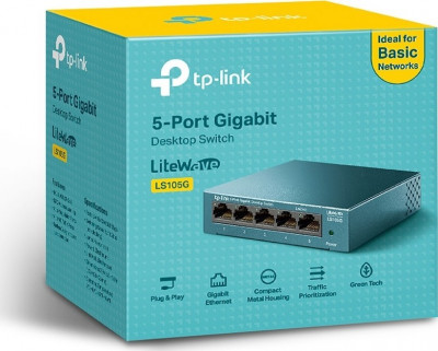 TP-Link Switch Ethernet LS105G Gigabit 5 ports RJ45 metallique 10/100/1000 Mbps 