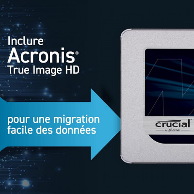 Crucial MX500  SSD 2 To 2.5"  7mm Serial ATA 6Gb/s * lecture 560 * écriture 510Mo/s