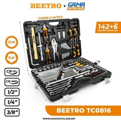 BEETRO CAISSE A OUTILS ET DOUILLES 142+6PCS - TC0816