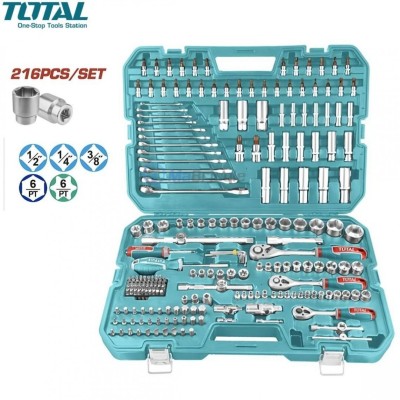Caisse à outils clés et douilles et embouts 216 pcs TOTAL