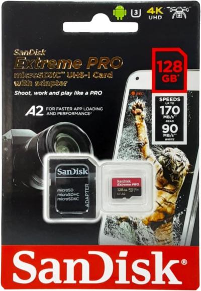 Carte mémoire microSDXC SanDisk Extreme Pro 128Go + adaptateur SD