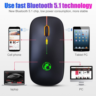 Souris sans fil Bluetooth E1300 RGB rechargeable pour  téléphone/tablette/LAPTOP/PC/800-1200-1600DPI prix Algérie - Comparaison  des prix