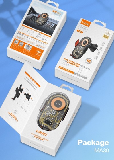 LDNIO MA30/1 15W Chargement sans fil TypeC Support de téléphone magnétique pour voiture.