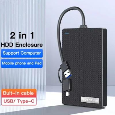 Boîtier de disque dur USB 2.5pouces disque avec de câble intégré Type-C et USB