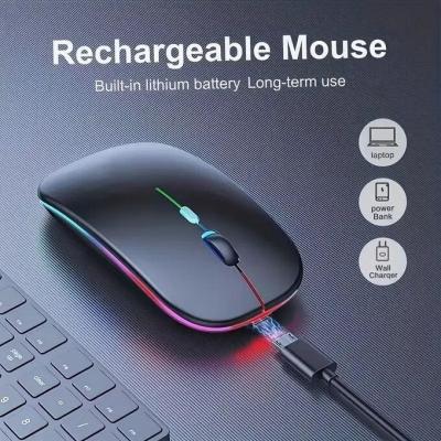 Souris sans fil LED RGB silencieuse rechargeable Dual Bluetooth.