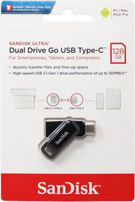 SanDisk Clé USB3.0 Ultra Dual Drive Go USB Type-C 128Go Pour smartphones, tablettes et ordinateurs