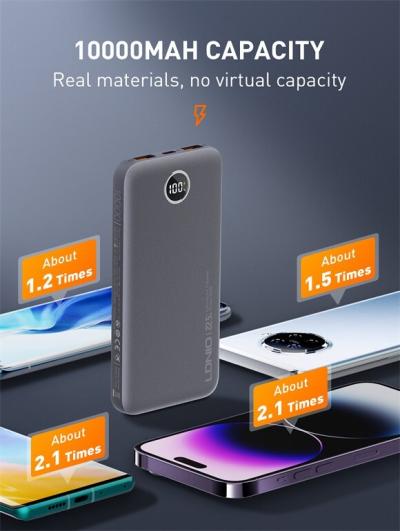Batterie externe/Power Bank P10 ultra-mince de 10000mAh avec affichage numérique LED LDNIO