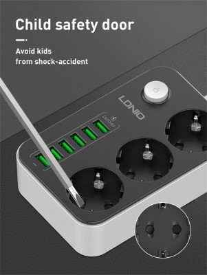 MULTIPRISE LDNIO USB 03 Prises 06 Ports SC3604 - DESKCOM